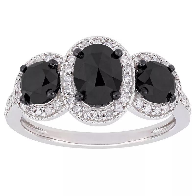Stella Grace Sterling Silver 2-2/5 Carat T.W. Black & White Diamond Engagement Ring, Womens Product Image