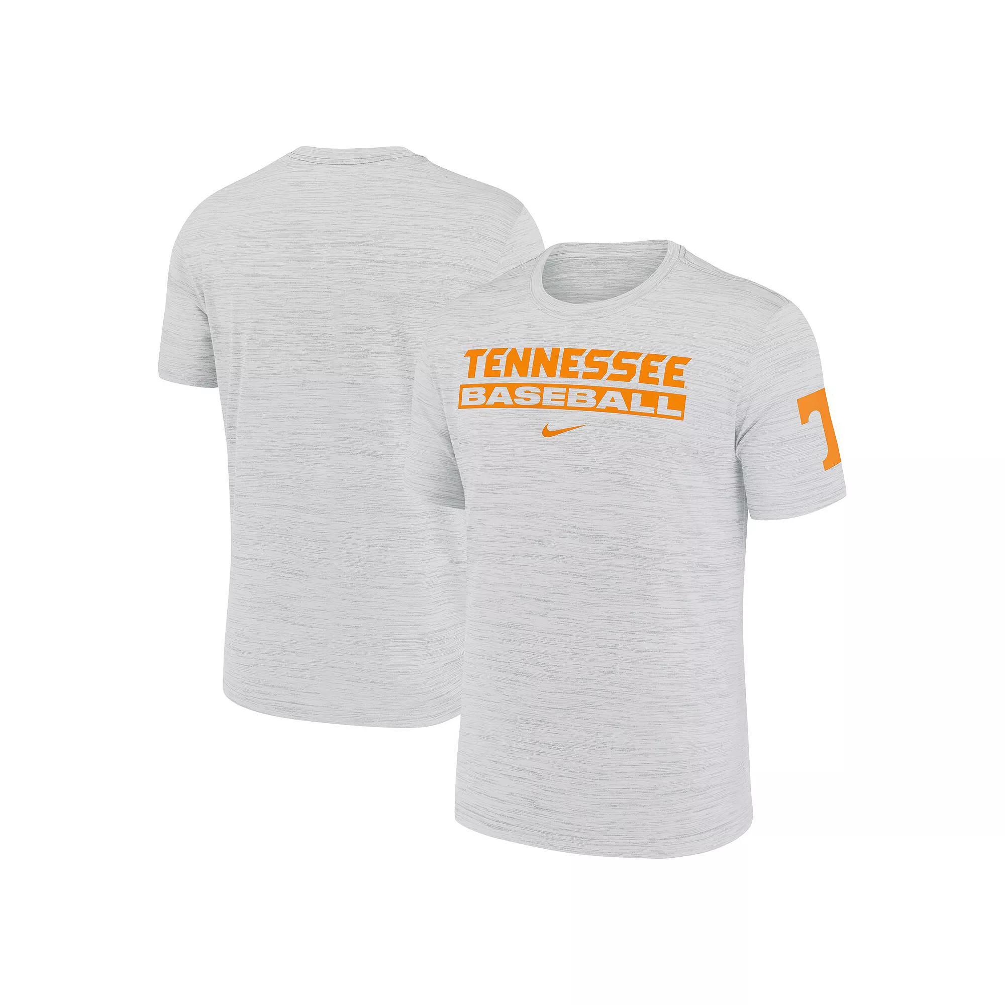 Men's Nike Ash Tennessee Volunteers Velocity Baseball Wordmark Stack Performance T-Shirt, Size: Large, Black Product Image