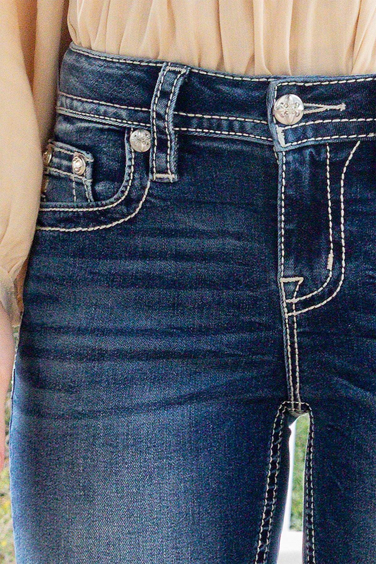 Horseshoe Studded Denim Capri Product Image