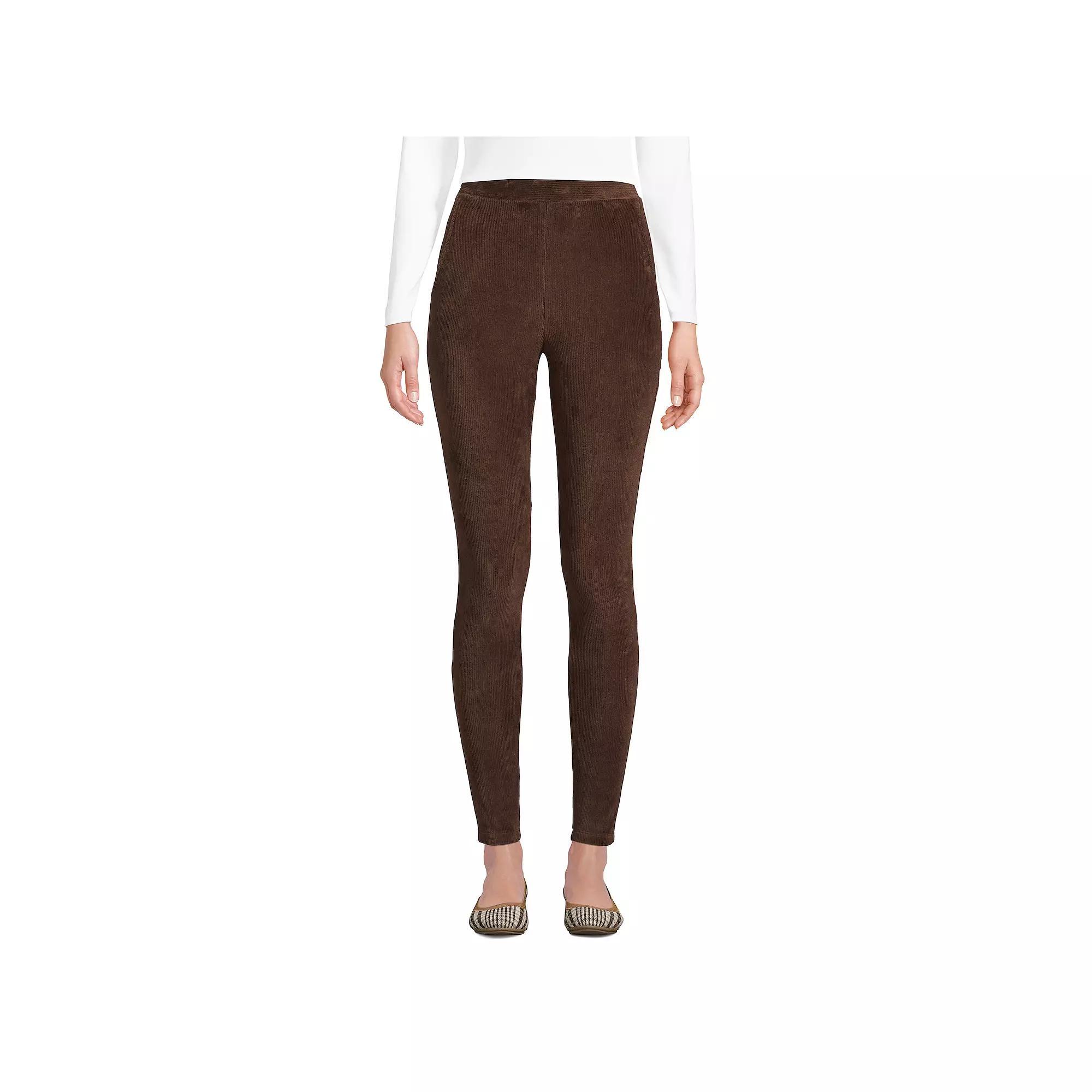 Petites' Lands' End Sport Knit High-Rise Corduroy Leggings, Women's, Size: XL Petite, Grey Product Image