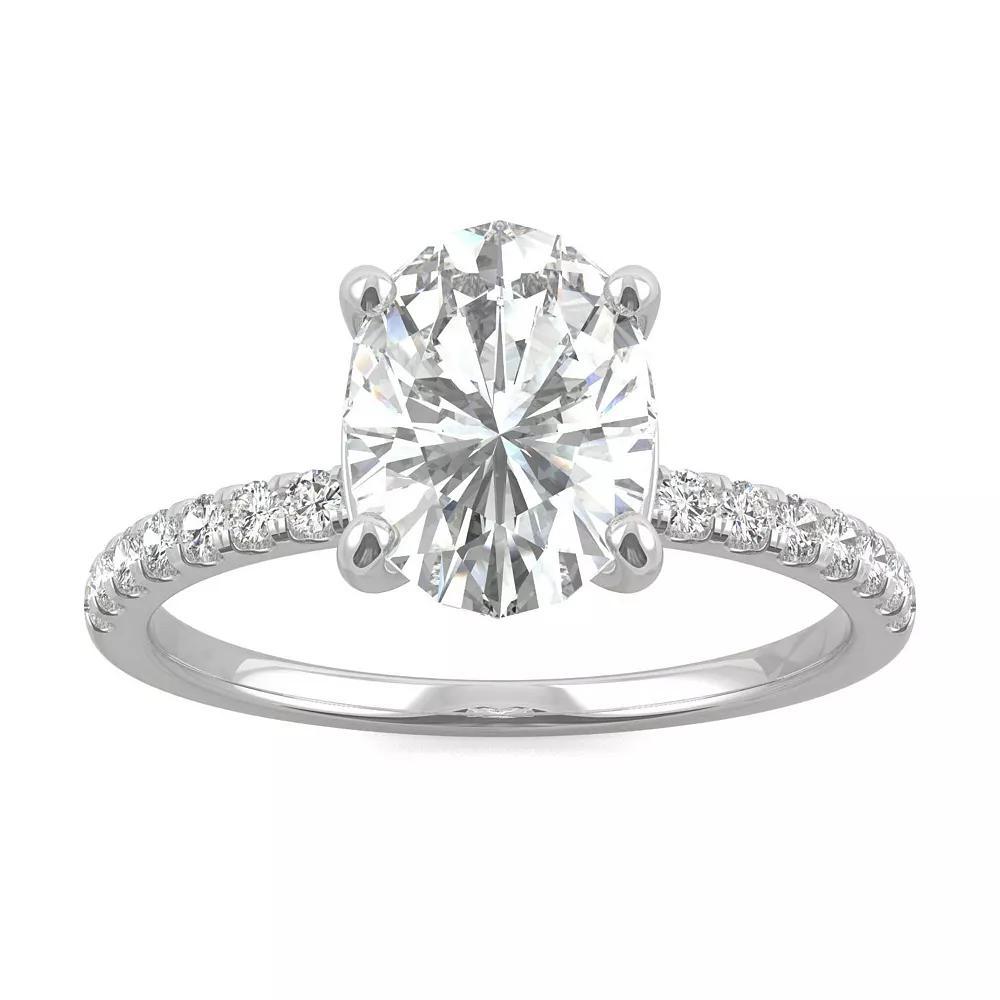 Charles & Colvard 14k White Gold 2 1/3 Carat T.W. Lab-Created Moissanite Oval Basket Solitaire Ring, Women's, Size: 9 Product Image