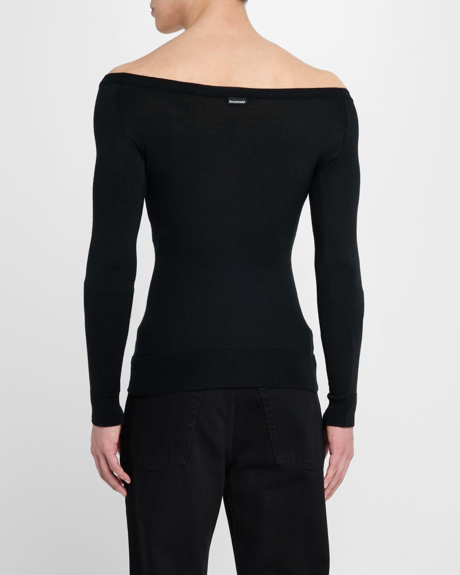 Off Shoulder V Neck Sweater Product Image