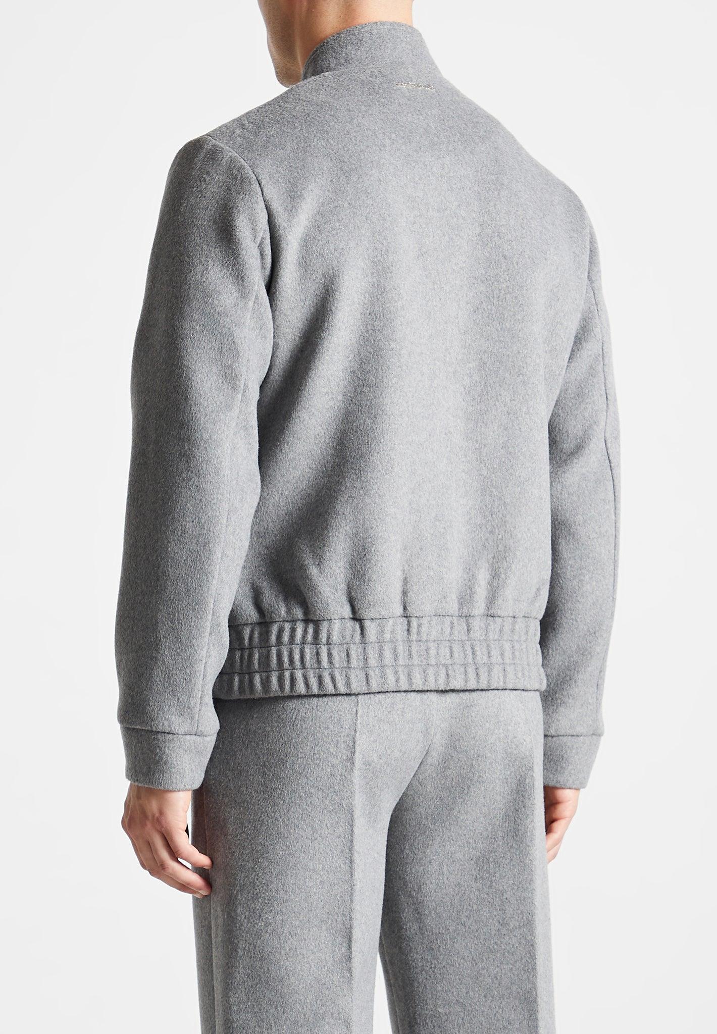 Wool Blend Marl Bomber Jacket - Light Grey Male Product Image
