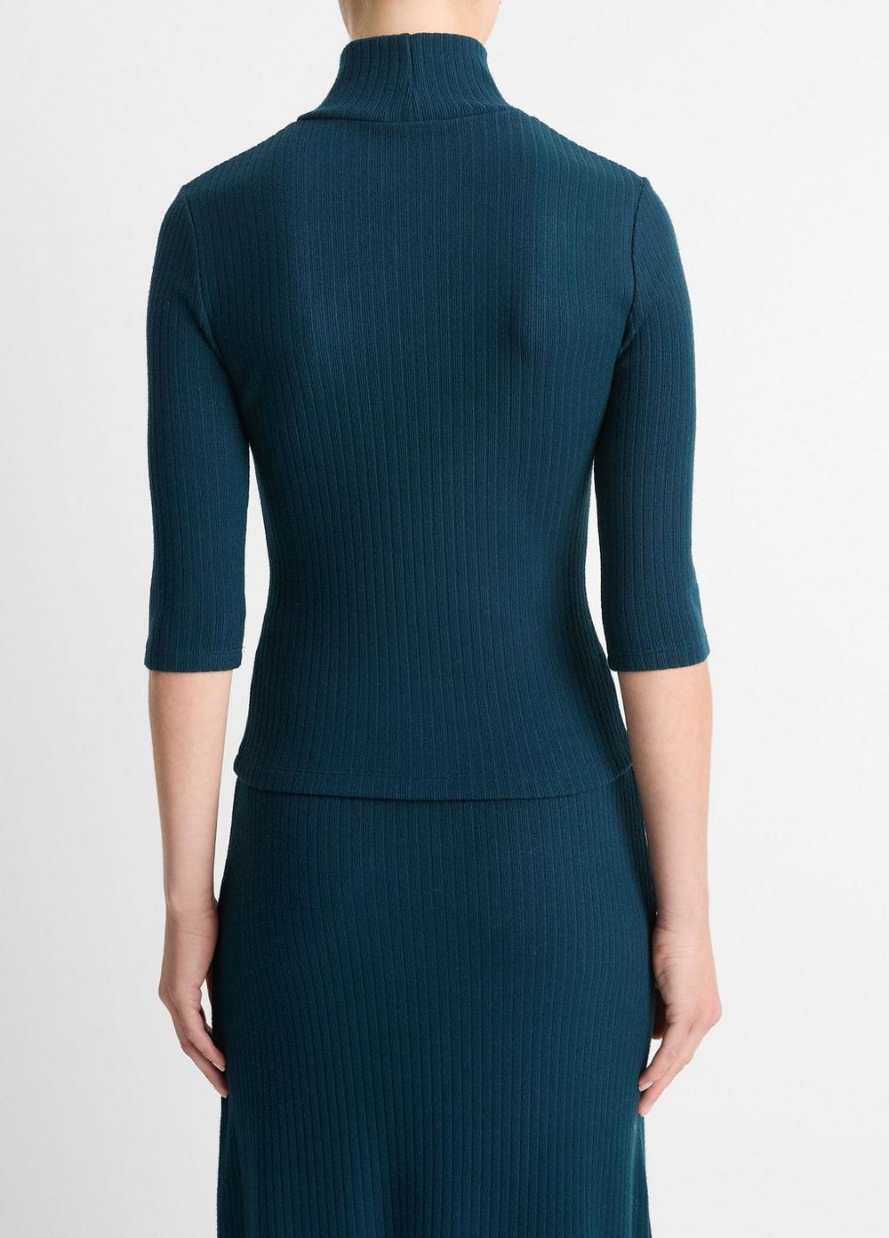 Womens Ribbed Turtleneck Top, Deep Ocean, Size XL Vince Product Image