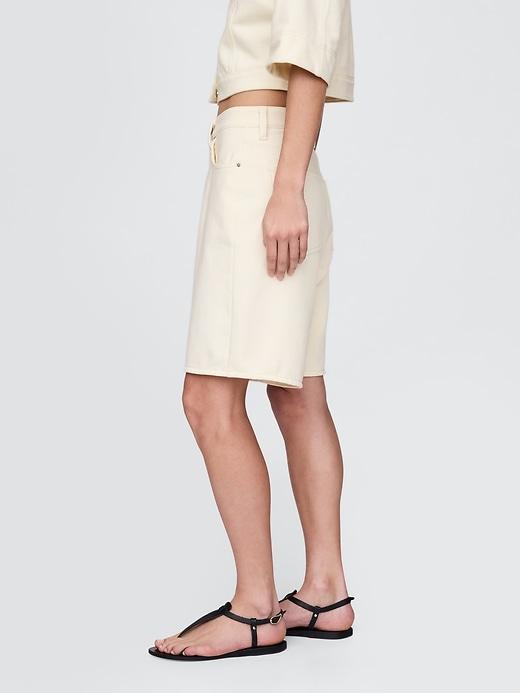 11" Mid Rise French Terry Denim Longline Shorts Product Image