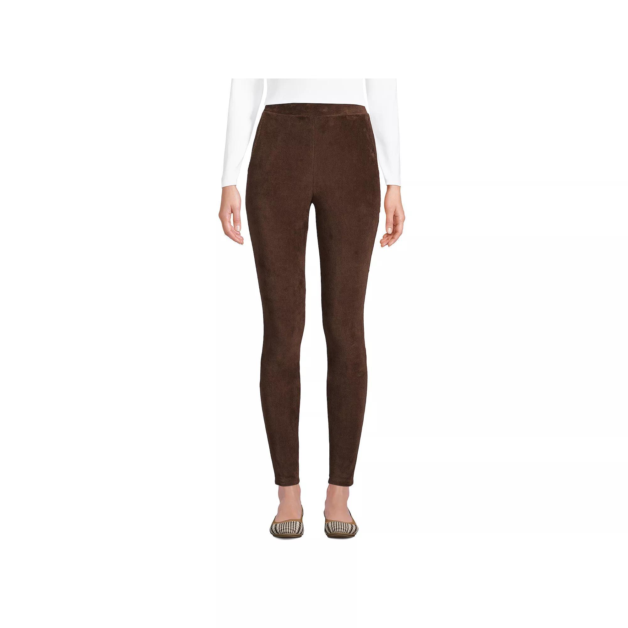 Women's Lands' End Sport High-Rise Corduroy Leggings, Size: Medium, Black Plum Product Image