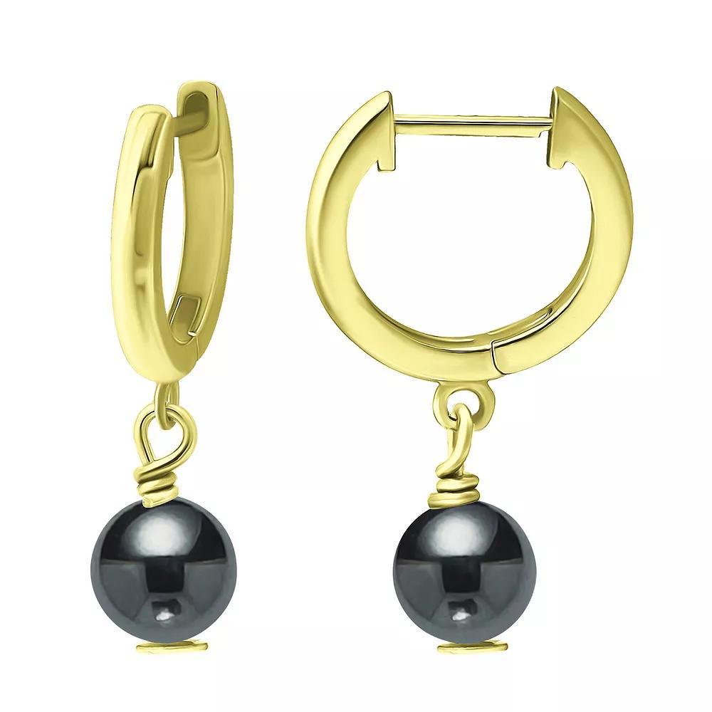 Aleure Precioso Sterling Silver Gemstone Bead Huggie Earrings, Womens, Black Product Image