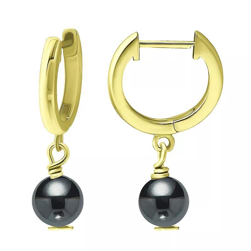 Aleure Precioso Sterling Silver Gemstone Bead Huggie Earrings, Women's, Gold Tone Blue Product Image