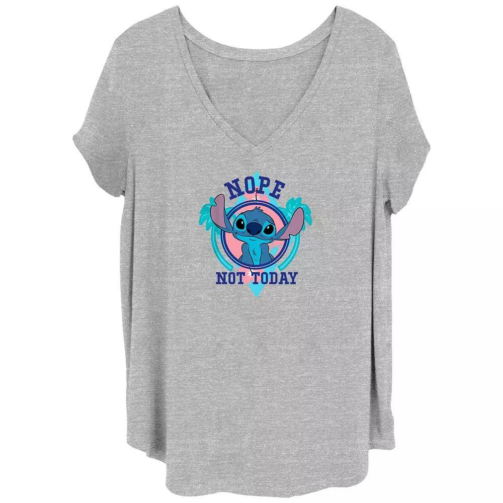 Disney's Lilo & Stitch Nope Not Today Stitch Juniors' Plus Graphic Tee, Women's, Size: 4XL, Grey Gray Product Image