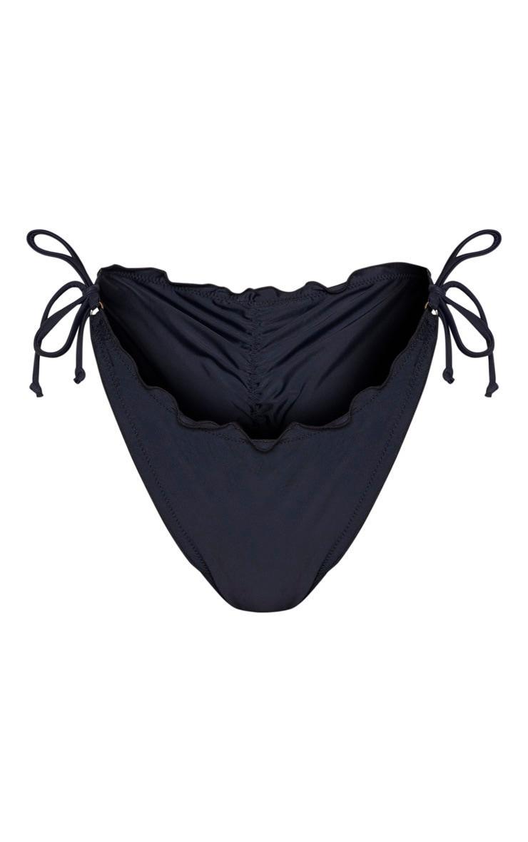 Black Frill Edge Ruched Back Bikini Bottoms Product Image