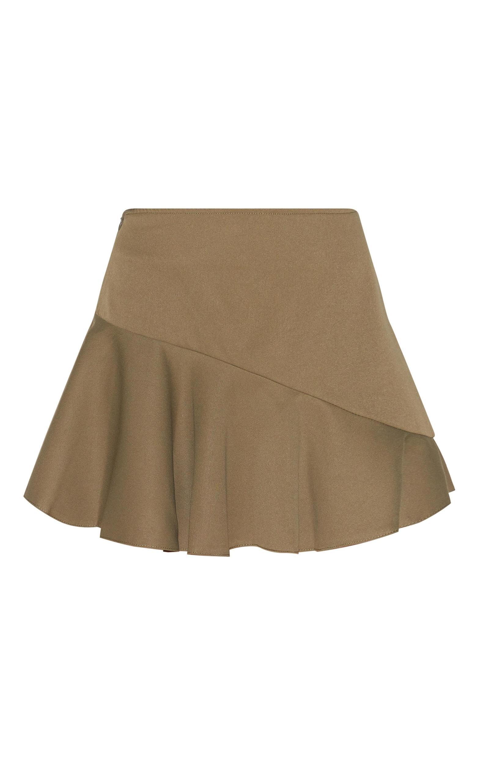 Dark Khaki Tailored Woven Scalloped Edge Mini Skirt Product Image