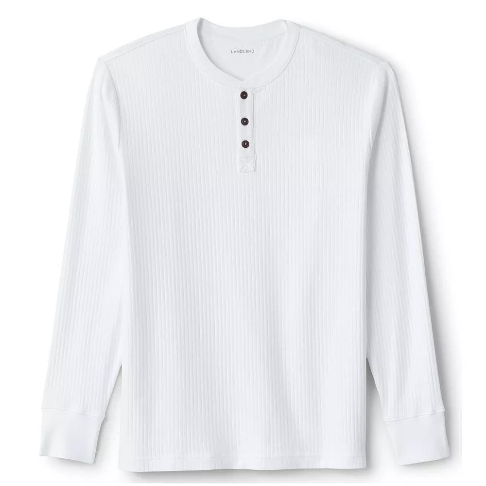 Men's Lands' End Ribbed Pajama Sleep Henley, Size: XXL, White Product Image