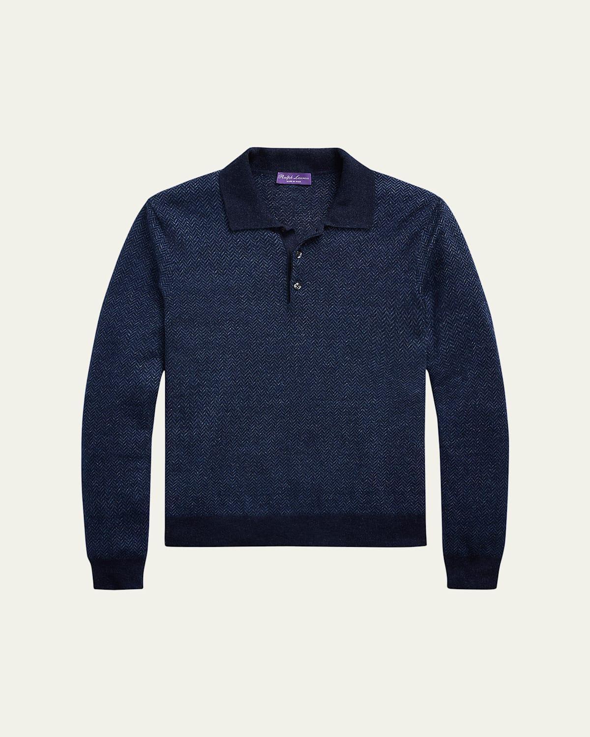 Mens Cashmere-Linen Polo-Collar Sweater Product Image