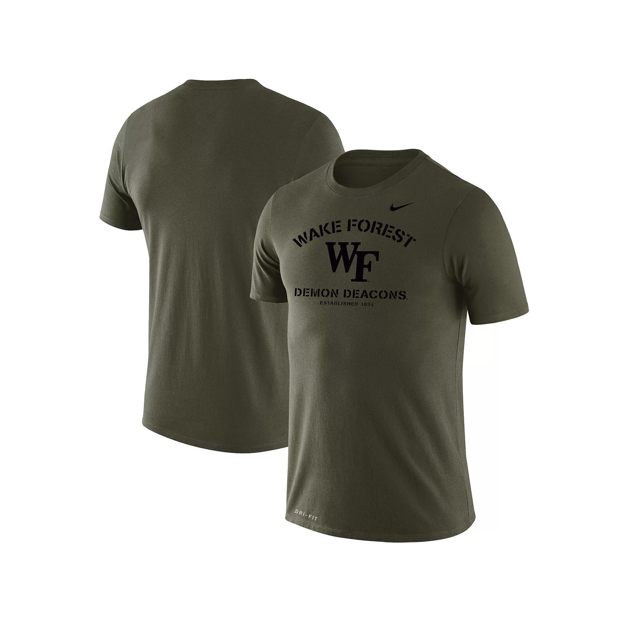 Mens Nike Olive Wake Forest Demon Deacons Stencil Arch Performance T-Shirt Product Image