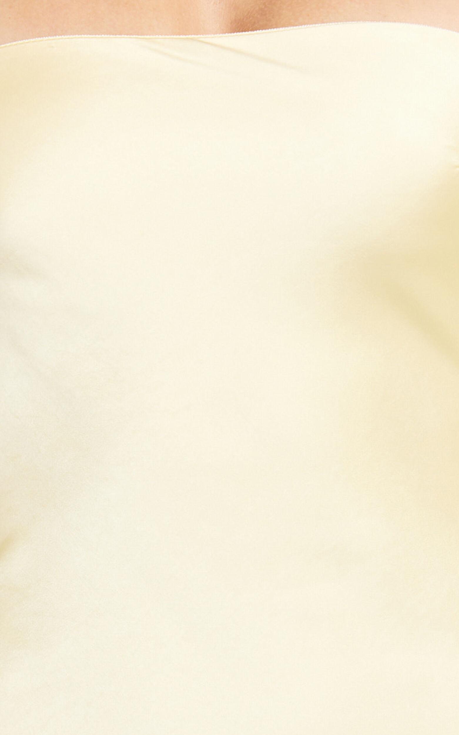 Charlita Maxi Dress - Strapless Cowl Back Satin Dress in Butter Yellow Product Image
