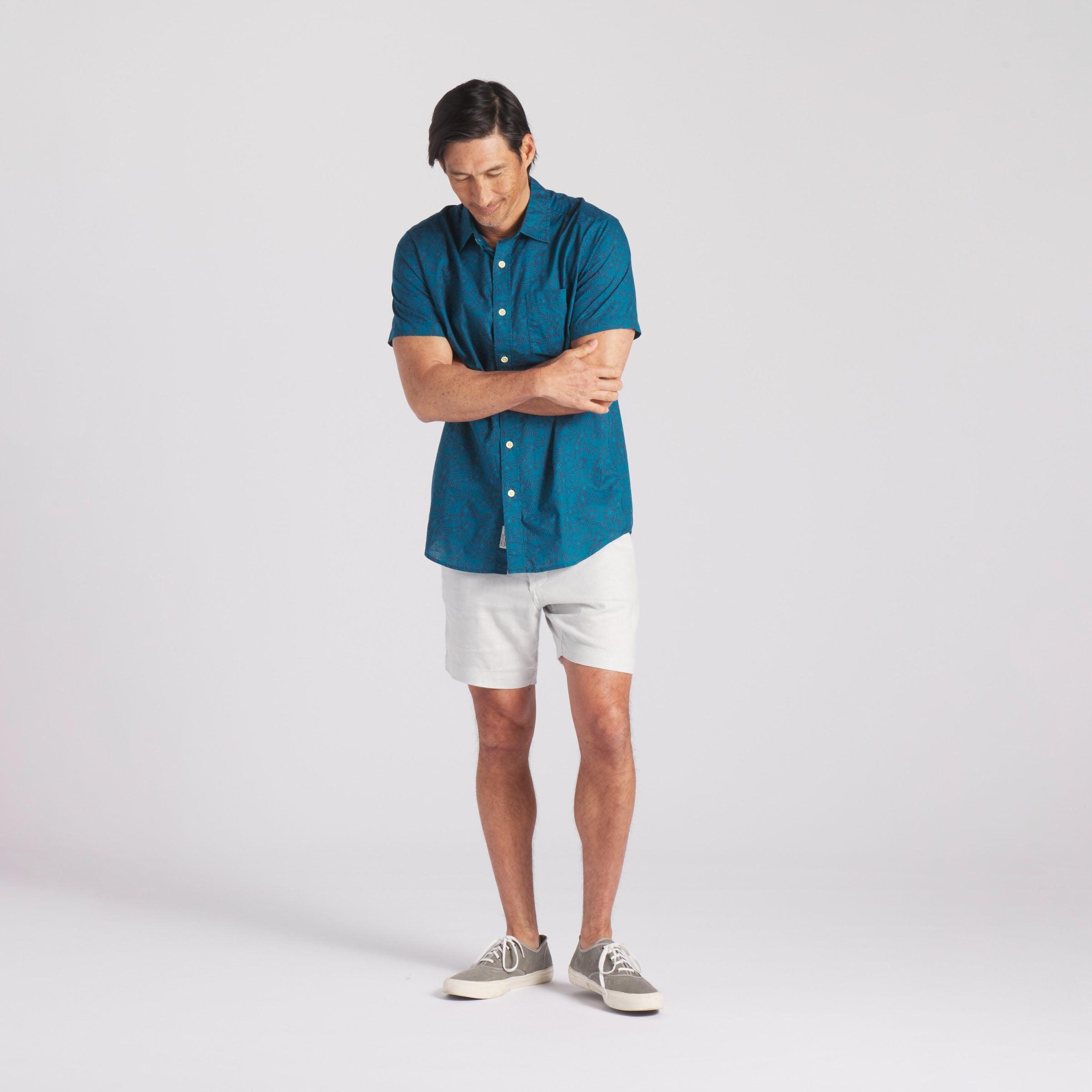 Printed Light Weight Poplin Shirt - Blue Coral (Final Sale)* Product Image