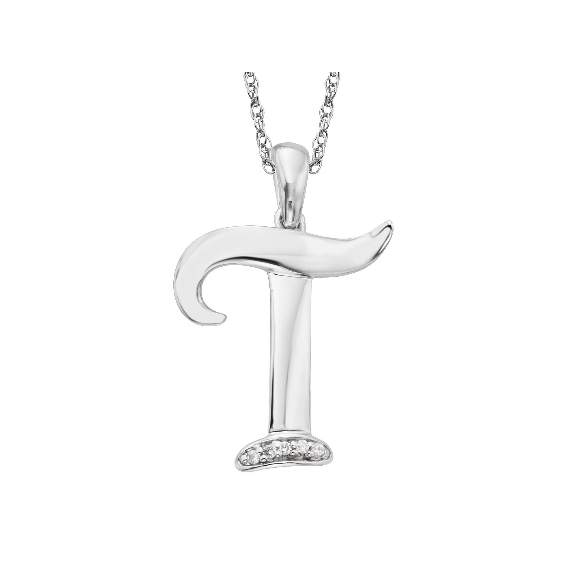 Sterling Silver Diamond Accent Initial Pendant, Womens Product Image