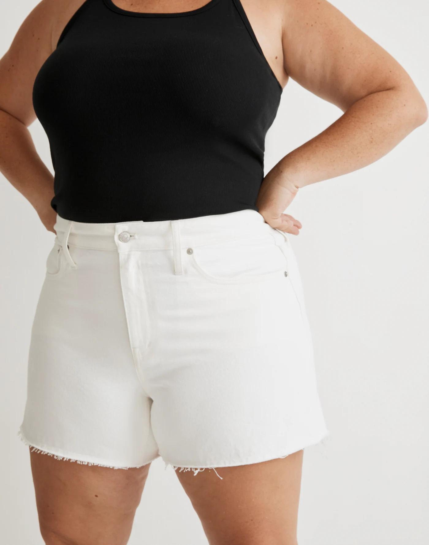 Plus Relaxed Denim Shorts in Tile White Product Image