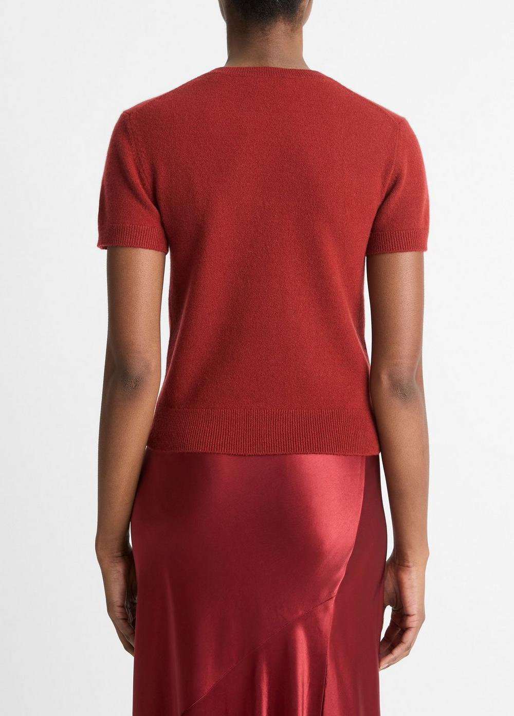 Womens Wool & Cashmere-Blend Short-Sleeve Sweater, Ruby Ink, Size XXS Vince Product Image