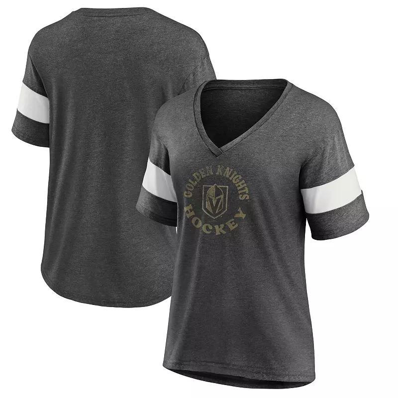 Women's Fanatics Branded Heather Charcoal Washington Capitals Special Edition 2.0 Ring The Alarm V-Neck T-Shirt, Size: 2XL Product Image