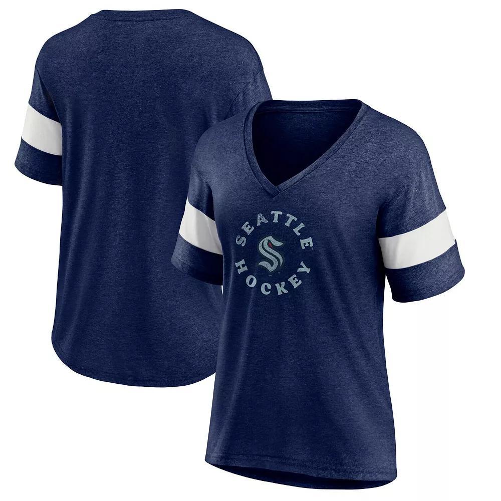 Women's Fanatics Branded Heather Navy Seattle Kraken Special Edition 2.0 Ring The Alarm V-Neck T-Shirt, Size: Small, Krk Blue Product Image