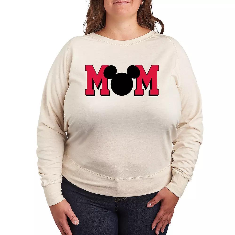 Disneys Mickey Mouse Plus Size Mom French Terry Long Sleeve Tee, Womens Product Image