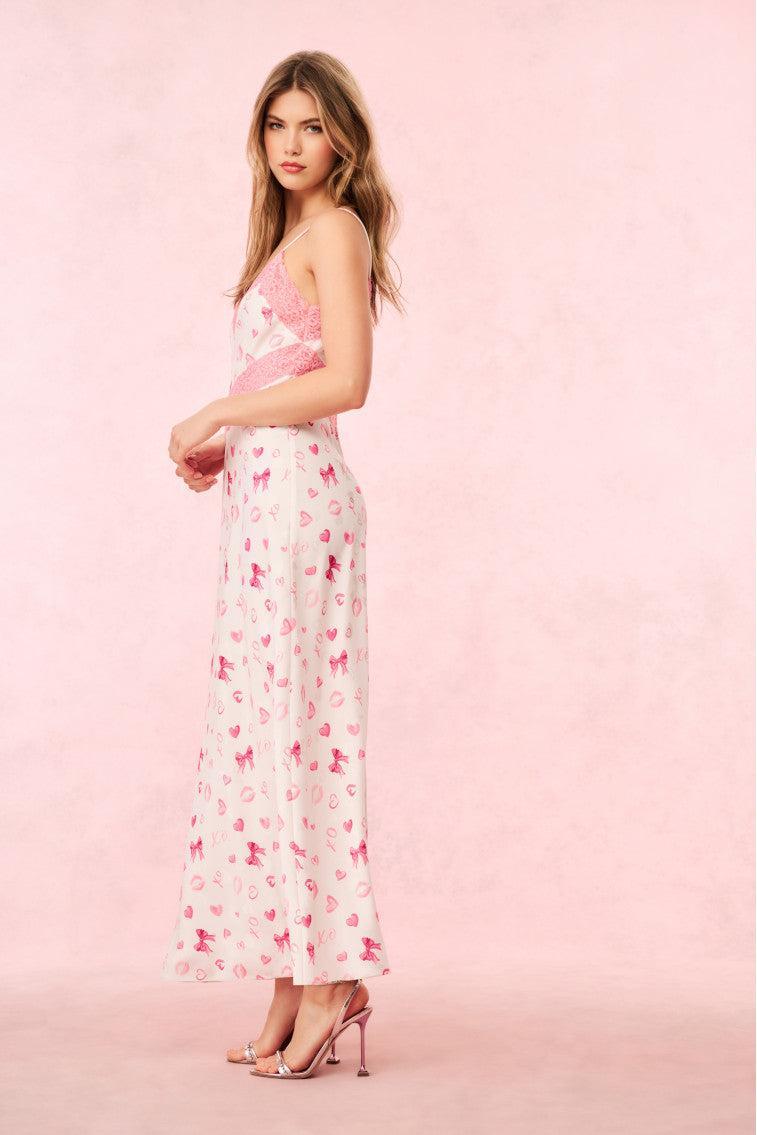 Serita Bow & Kiss Print Maxi Dress Product Image