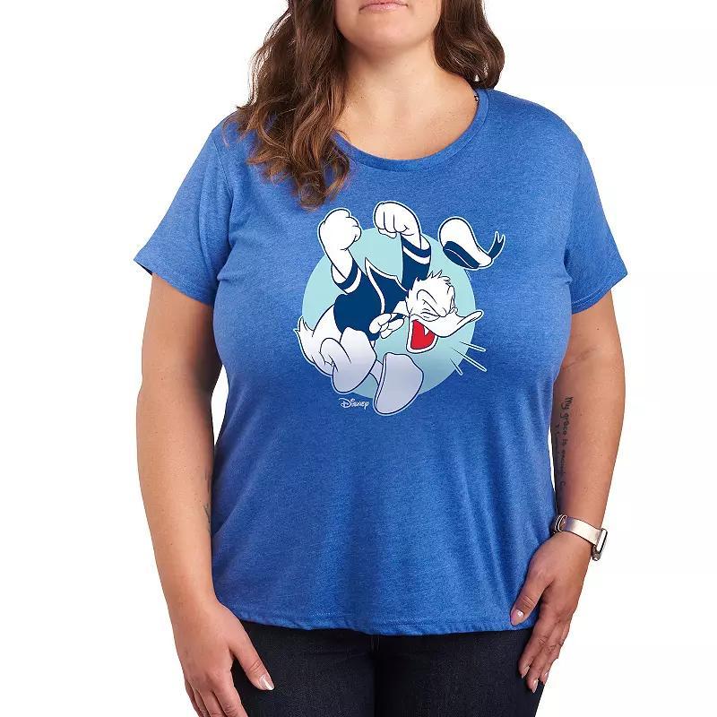 Disneys Donald Duck Plus Pose Graphic Tee, Womens Grey Royal Blue Product Image