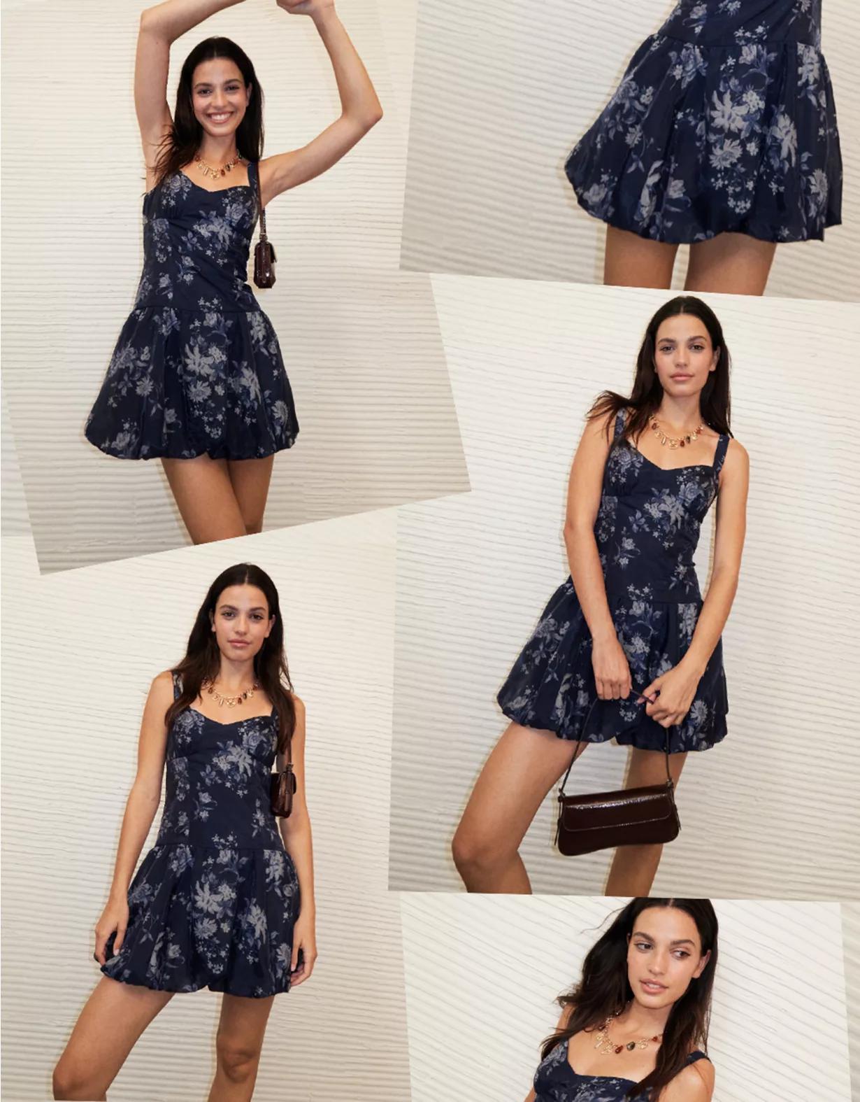 AE Corset Drop Waist Bubble Mini Dress Product Image