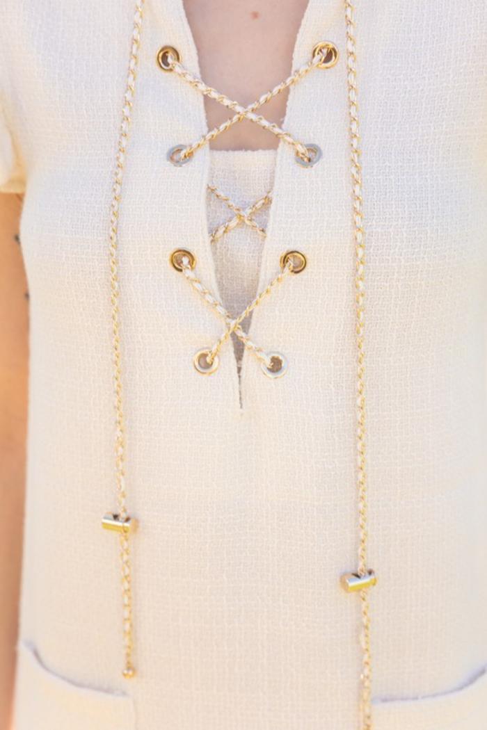 Tie Det Tweed Dress Product Image