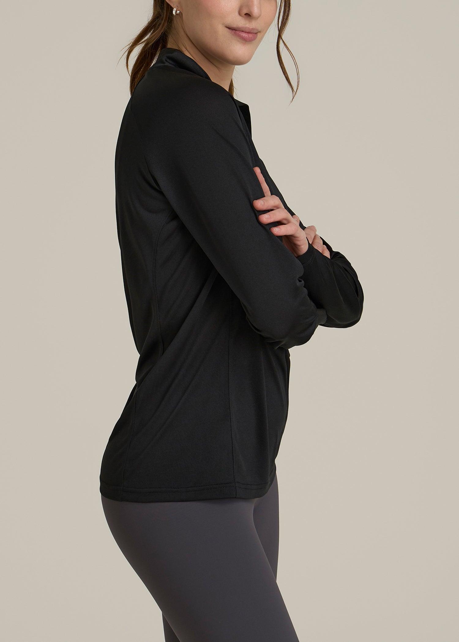 Long Sleeve Active Half Zip Pullover Tall Women's Jacket in Black Product Image