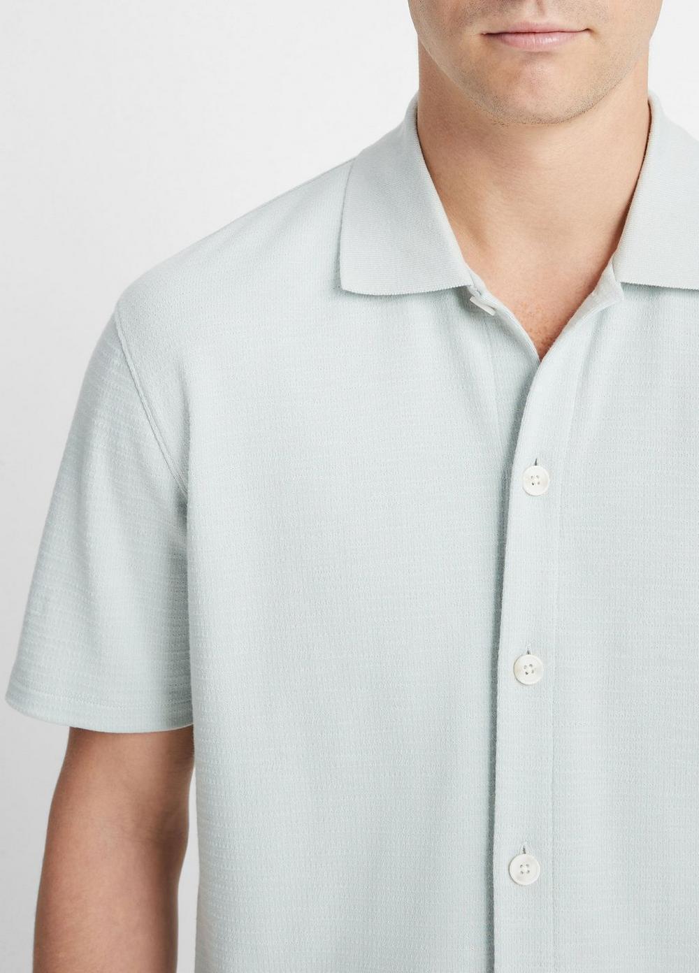 Mens Variegated Jacquard Short-Sleeve Button-Front Shirt, Hillside Blue, Size XXL Vince Product Image