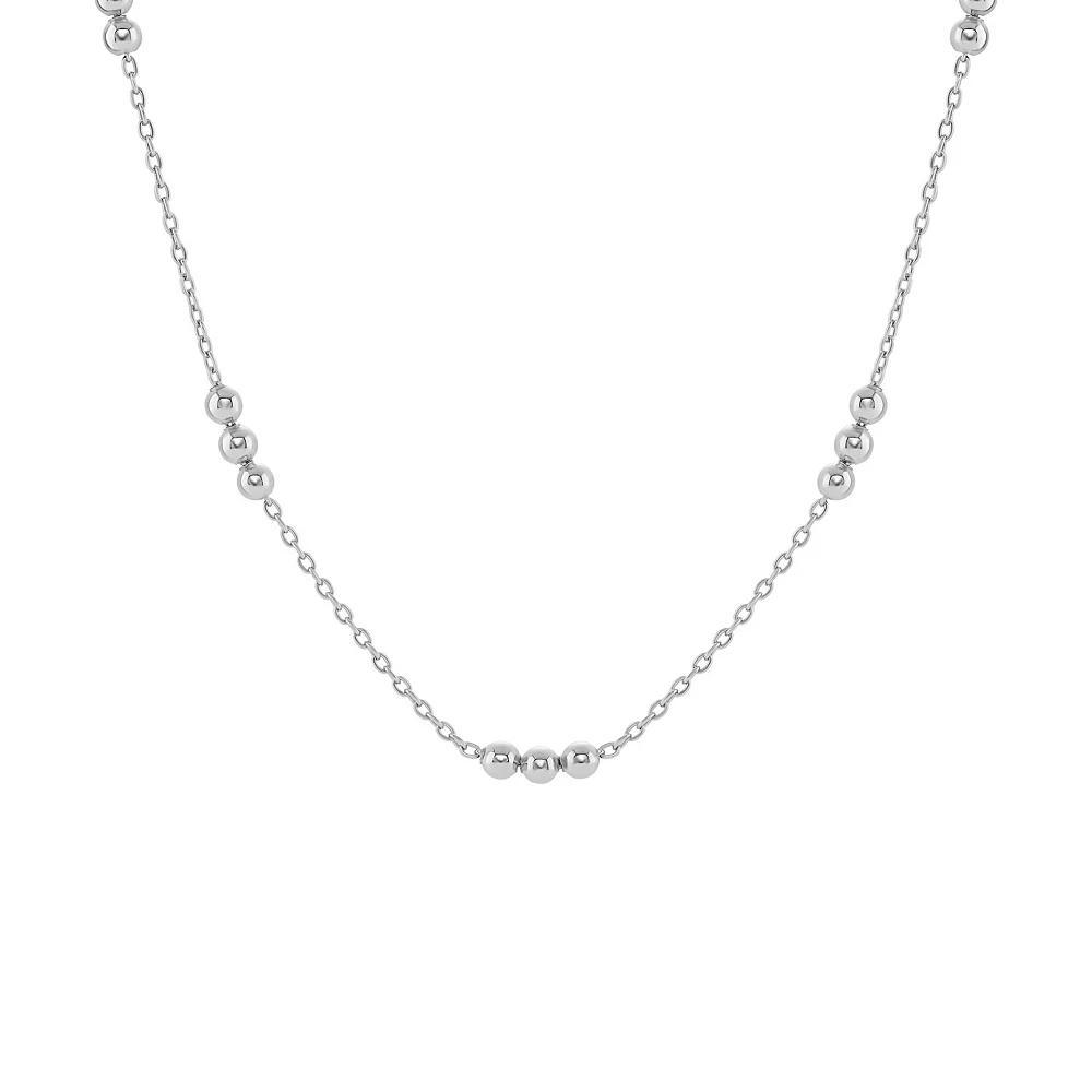 PRIMROSE Triple Polished Bead Station Cable Chain, Women's, Size: 18", Silver Tone Product Image