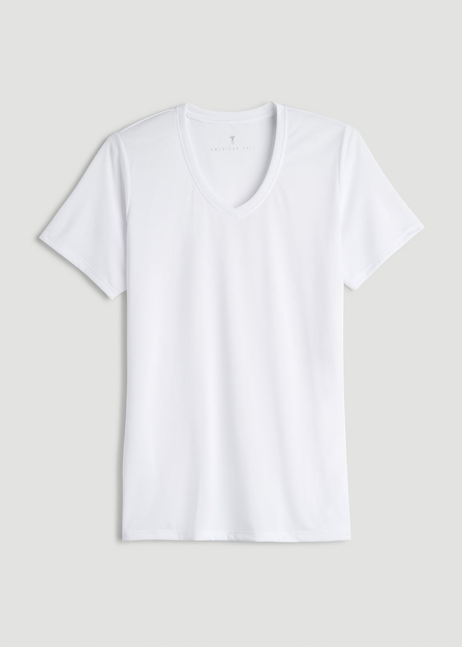 Short Sleeve Active V Neck T-Shirt for Tall Women in Optic White Female Product Image
