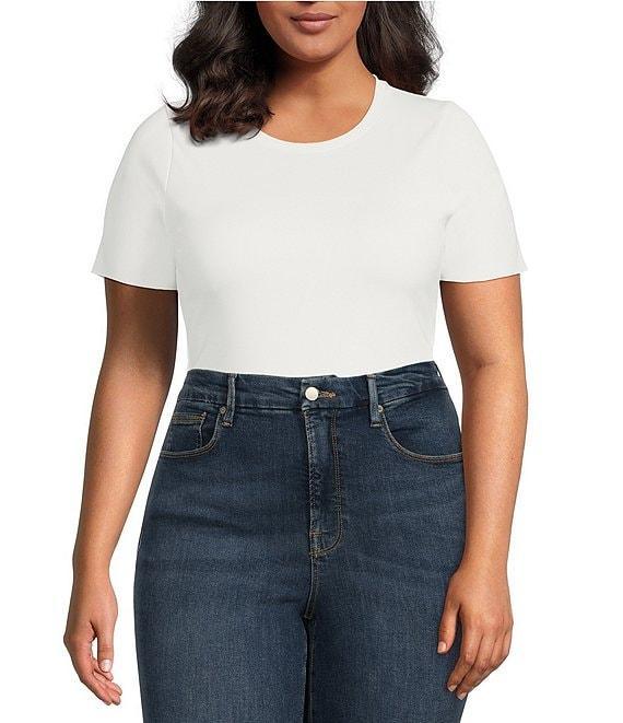 Good American Plus Size Compressive Scuba Crew Neck Short Sleeve Bodysuit Product Image