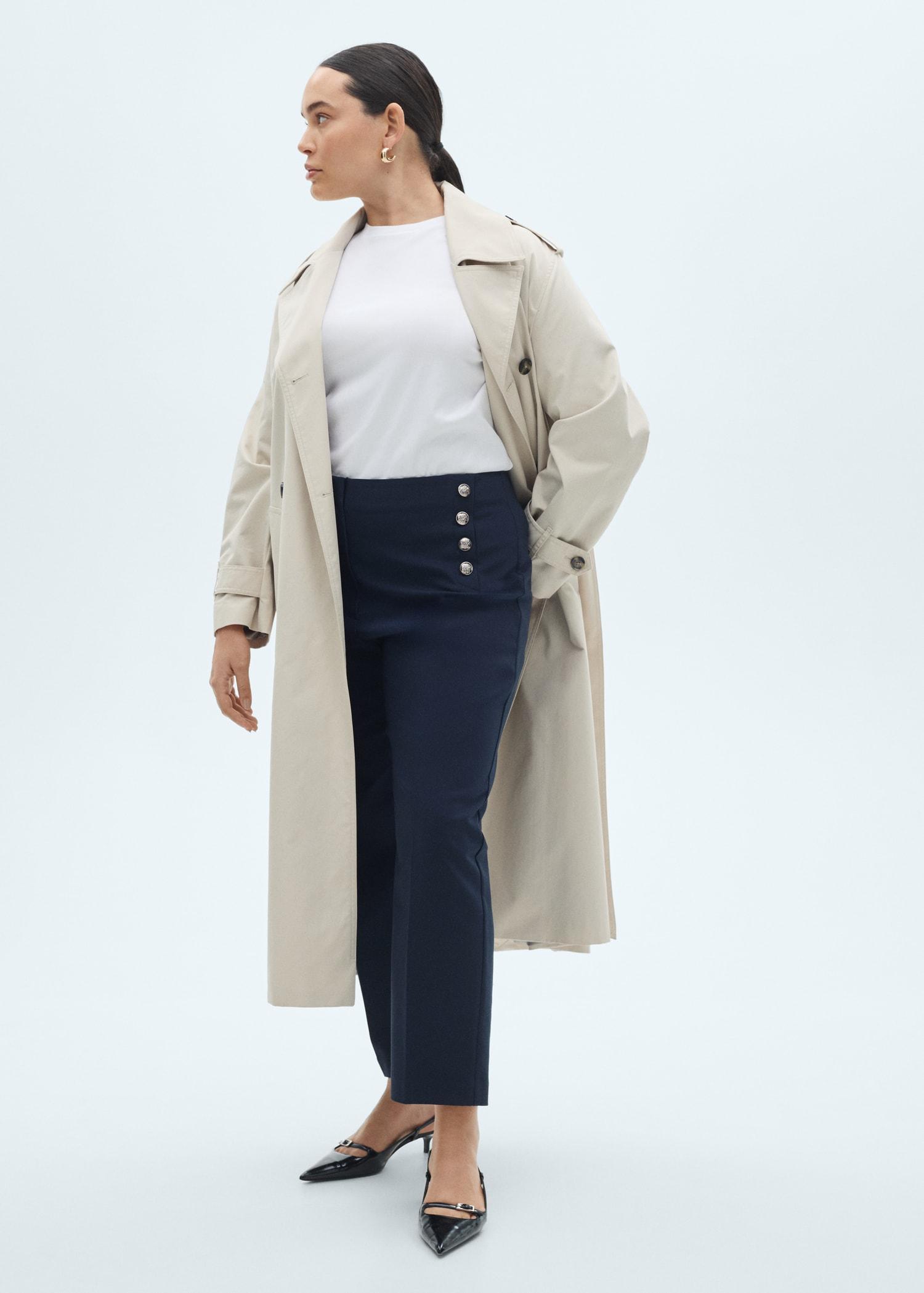 Straight pants with jewel buttons - Women | MANGO USA Product Image