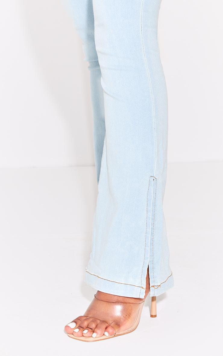 PRETTYLITTLETHING Shape Light Blue Wash Split Hem Detail Flared Jeans Product Image