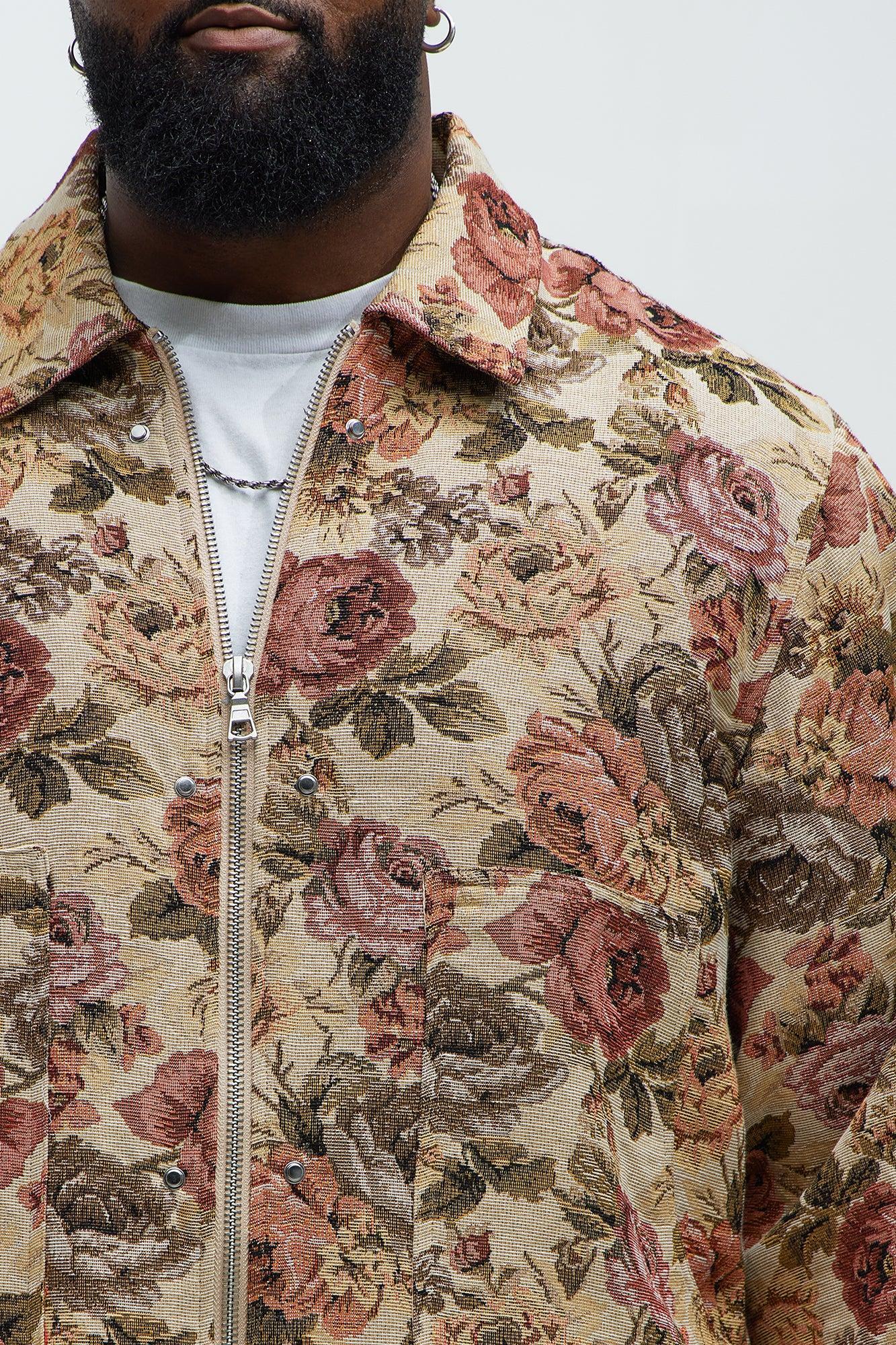 Bellevue Floral Tapestry Work Jacket - Taupe/combo Product Image