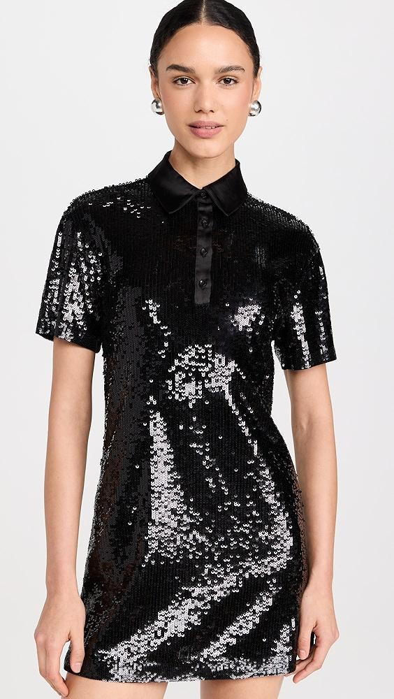 alice + olivia Treva Sequin Boxy Oversized Polo Dress | Shopbop Product Image