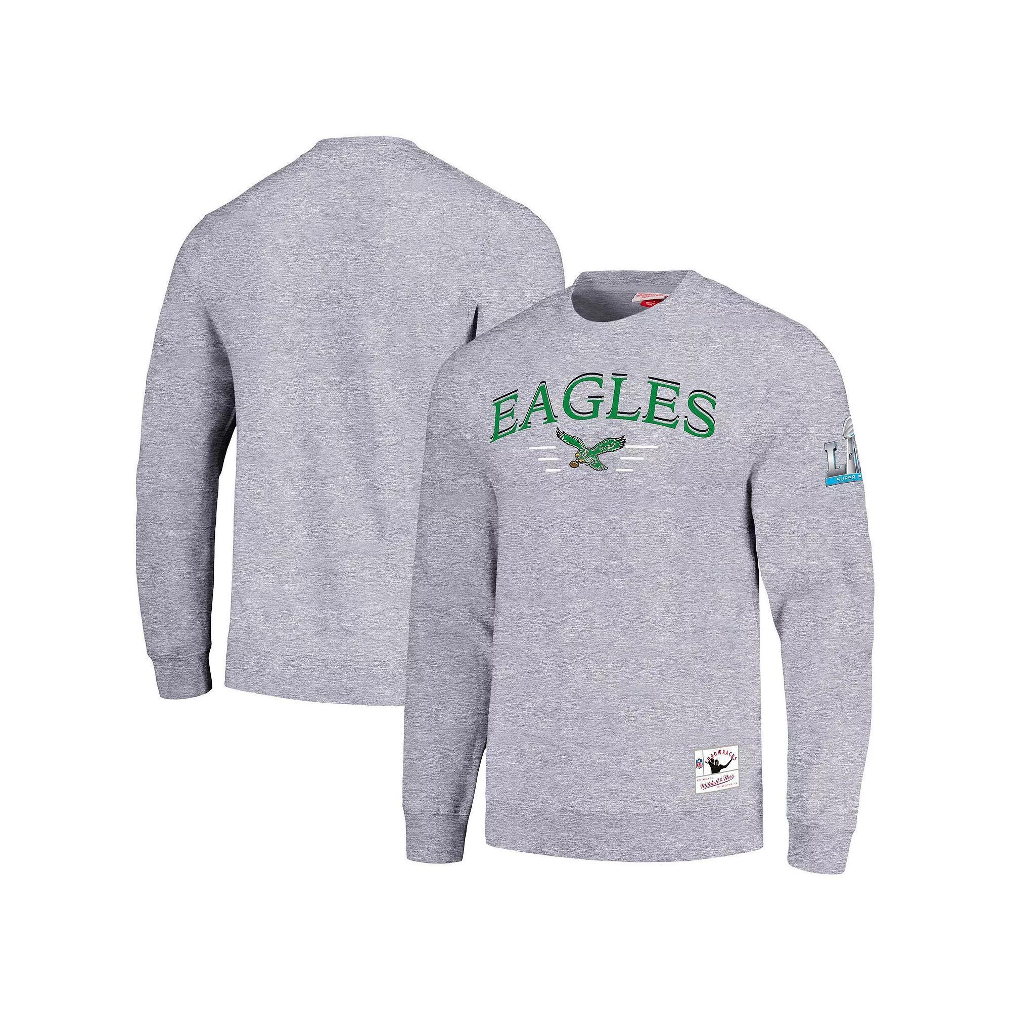 Men's Mitchell & Ness  Gray Philadelphia Eagles Rings 2.0 Pullover Sweatshirt, Size: Medium, Grey Product Image