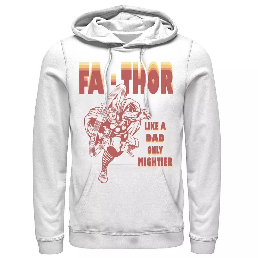 Men's Marvel Fa-Thor Like A Dad Only Mightier Retro Father's Day Hoodie, Size: Large, White Product Image