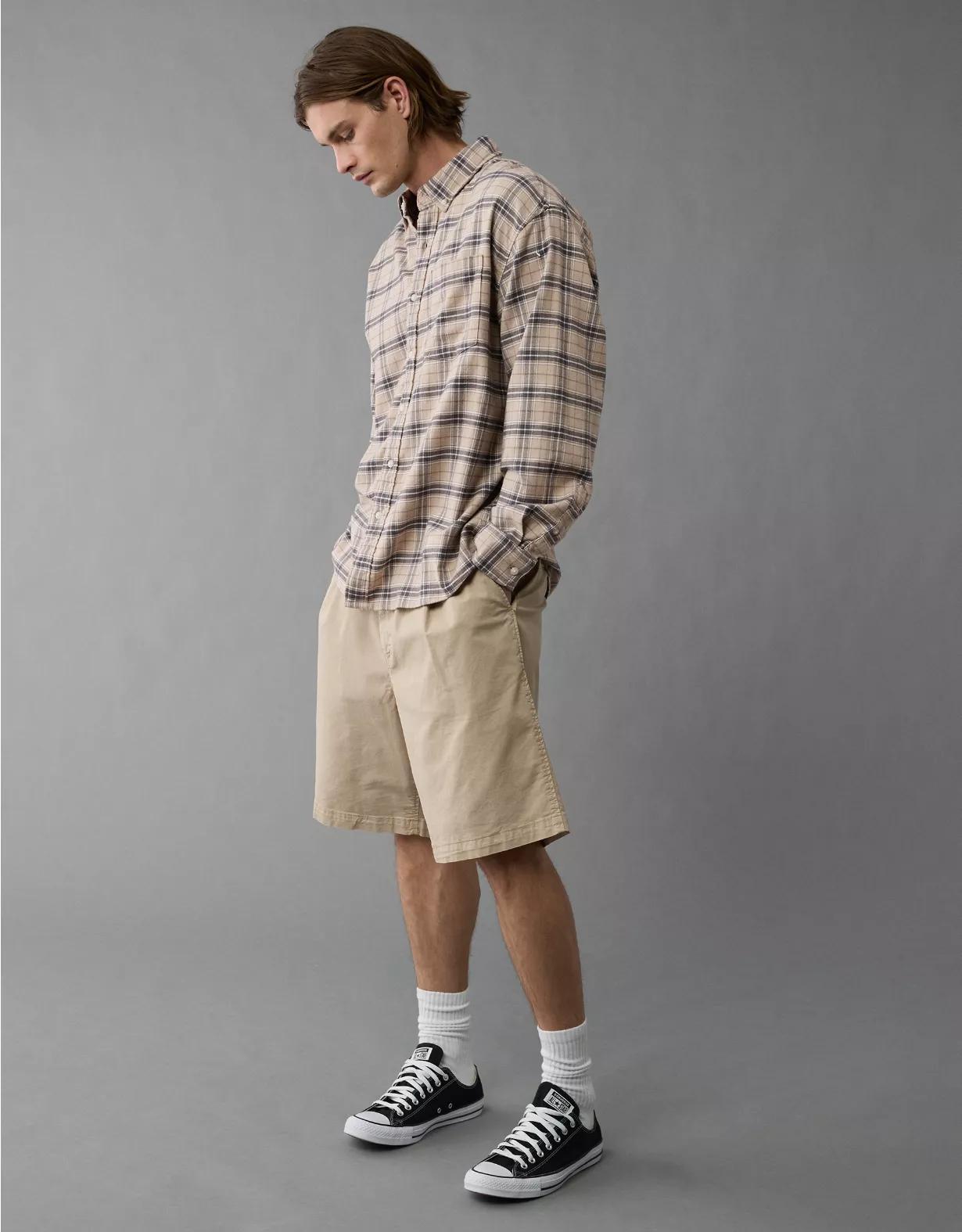 AE Everyday Plaid Flannel Button-Up Shirt Product Image