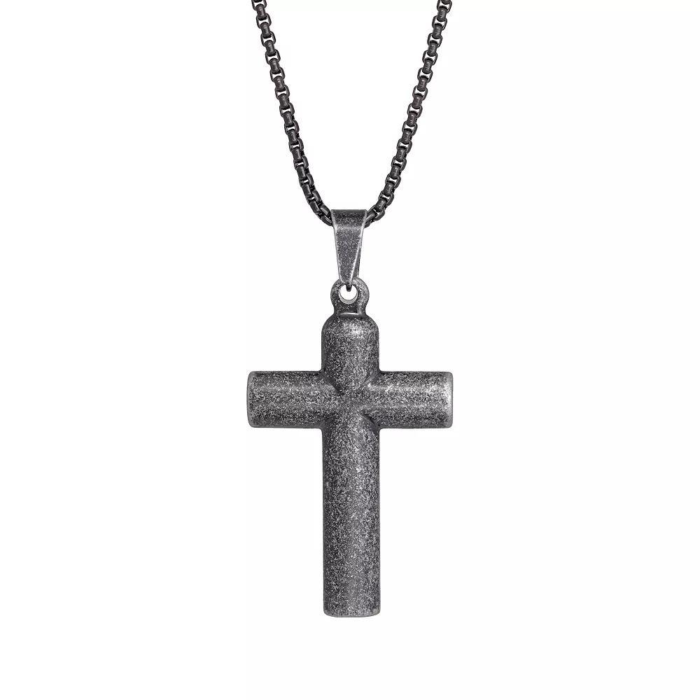 Men's LYNX Antiqued Finish Stainless Steel Cross Pendant Necklace, Size: 24" Product Image