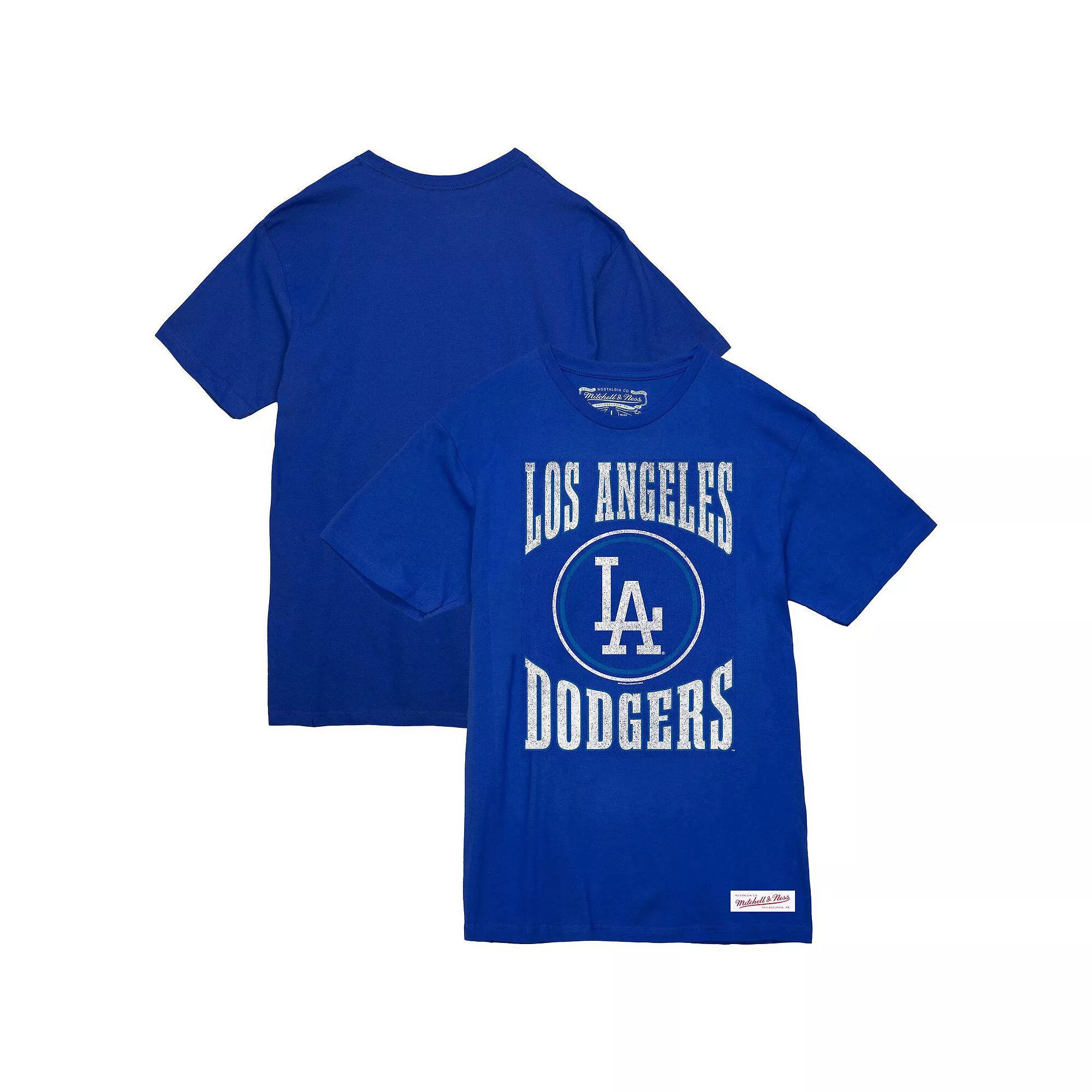 Men's Mitchell & Ness Royal Los Angeles Dodgers Arched Logo Slub T-Shirt, Size: 2XL, Blue Product Image