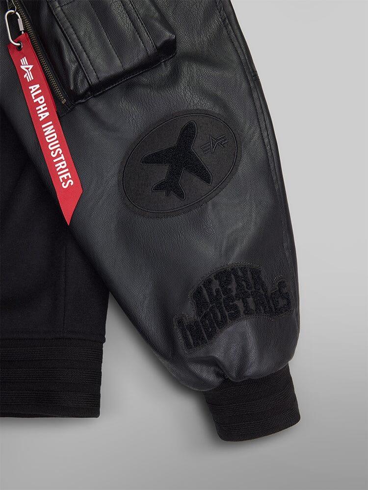 FAUX LEATHER MA-1 VARSITY BOMBER JACKET Product Image