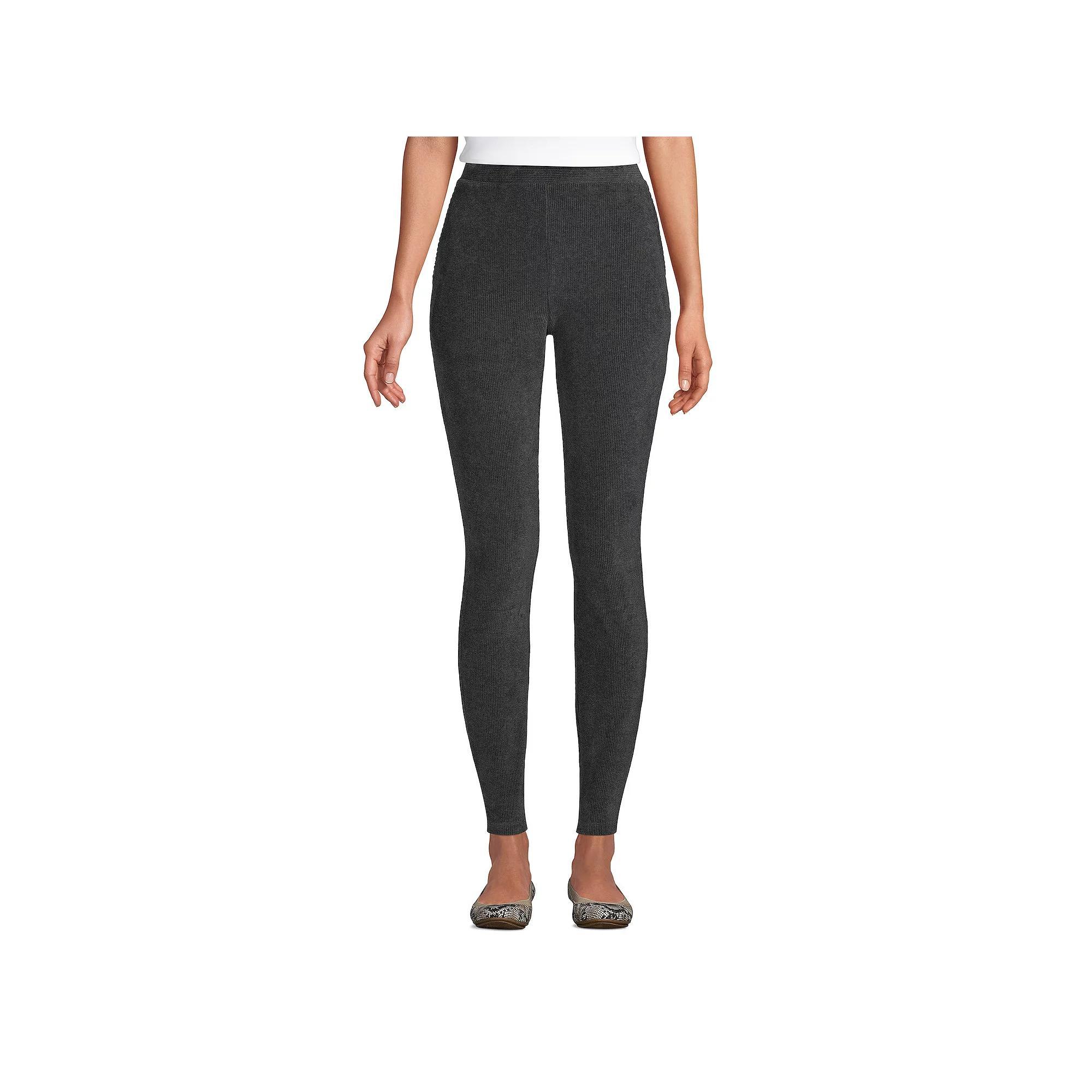 Petites' Lands' End Sport Knit High-Rise Corduroy Leggings, Women's, Size: XL Petite, Grey Product Image