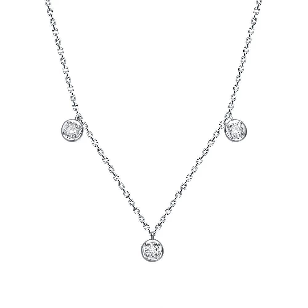 Stella Valentino Sterling Silver Lab-Created Moissanite Raindrop Station Necklace, Womens Product Image