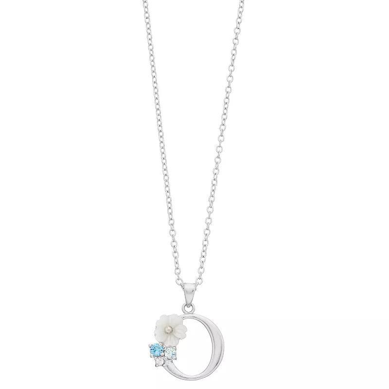 Brilliance Mother-of-Pearl Flower Initial Pendant Necklace, Womens Product Image