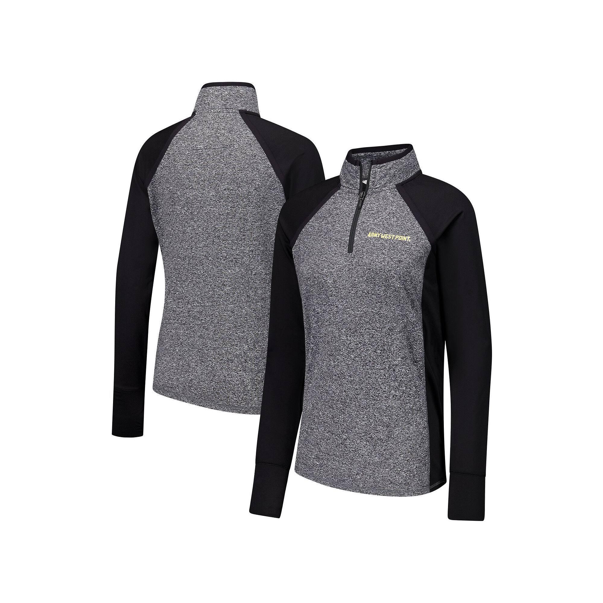 Women's Black/Heather Gray Army Black Knights Finalist Raglan Quarter-Zip Jacket, Size: XXL, Nc2 Black Product Image