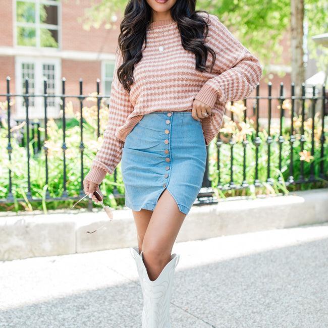 Midnight Dreams Tan And Brown Striped Sweater SALE Product Image
